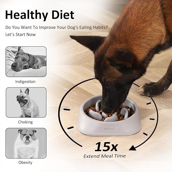 YINEYA 2PCS Slow Feeder Dog Bowls, Pet Supplies that Slow Down Eating, Pet Food Bowls, Maze Dog Puzzle Feeder for Medium Breed