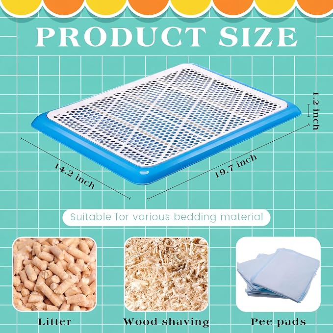 Mifoci 1 Pcs Dog Potty Tray Mesh Puppy Training Pad Holder Floor Protection Portable Pee Pad Pet Toilet Training Tray Litter Box Corner for Medium and Large Dogs (19.7 x 14.2 Inch,Blue)