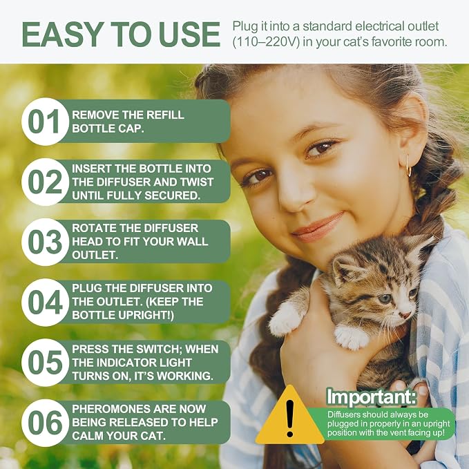 6-in-1 Cat Calming Pheromone Diffuser Kit, 120 Days Support | Cat Calming Diffuser for Anxiety Relief, Aggression, Scratching, Urine Marking, Fighting, Meowing, Hiding, Safe for All Cats