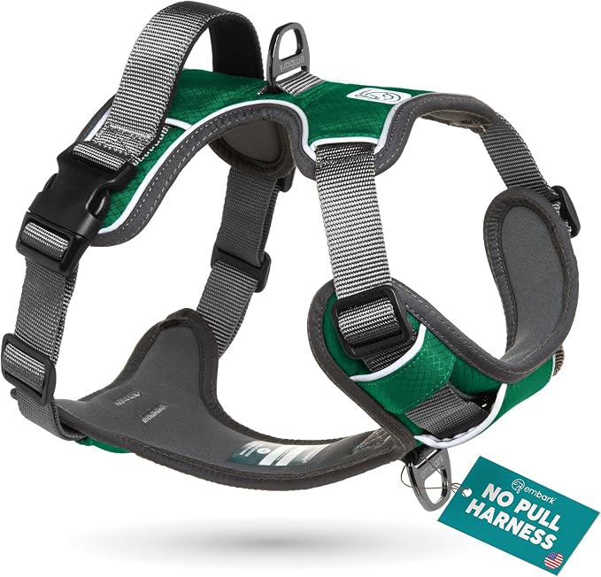 Embark Adventure Small Dog Harness – No-Pull, Reflective Trim, Military-Grade Nylon, Front Clip with Gel-Lined Handle