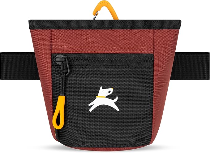 Goodie Treat Bag, Dog Treat Training Pouch | Magnetic Closure | 3 Ways to Wear | Hands-Free Waist Belt | Water-Resistant Recycled Vegan Fabric (Cider)