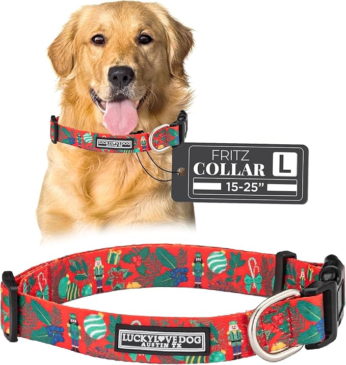 Lucky Love Dog - Adjustable Dog Collar with Easy Click Buckle for Large Ones, Durable, & Comfortable for Male & Female Dogs, Pet Collar for Puppies & Adult Dogs - Fritz, Large