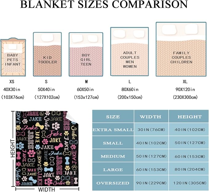 Custom Dog Blankets with Pictures, Personalized Name Blanket for Pets, Customized Pet Photo Throw,The Lightweight Blanket All-Season 40"x30" for Pets