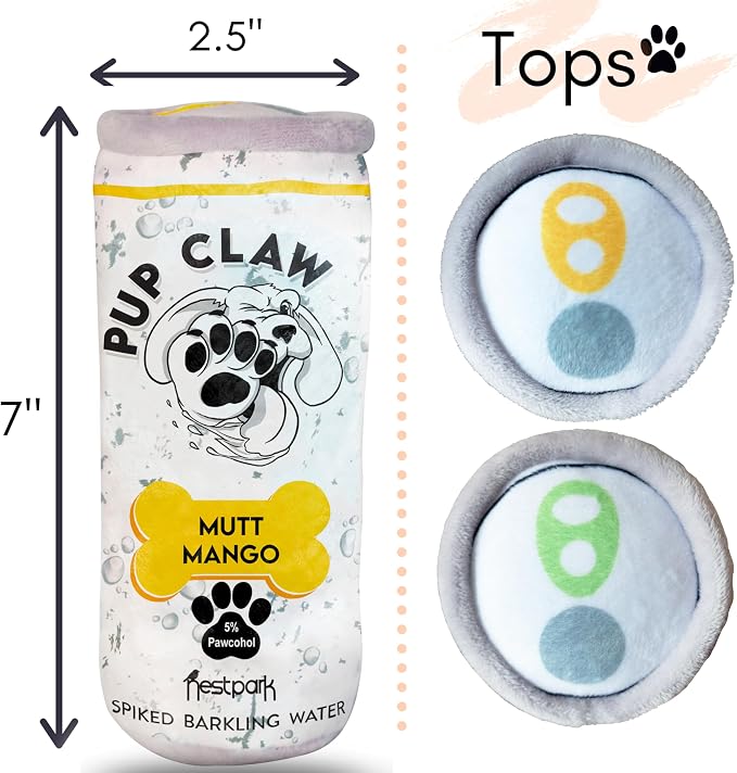 Nestpark Pup Claw Dog Toys - Funny Cute Plush Dog Toys with Squeaker and Crinkle - Parody (2 Pack) (Tropical Pack)