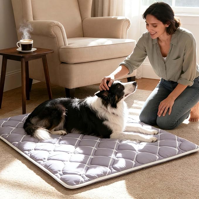 Bubble bear Dog Crate Mat - Ultra Soft, Washable & Anti-Slip Kennel Pad for Small/Medium/Large Dogs, Dark-Hued to Hide Stains (52"x28")