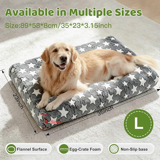Orthopedic Dog Bed for Large Dogs with Removable Washable Cover | Orthopedic foam support, egg-crate design for joint pain relief, breathable cover, non-slip bottom, crate-friendly travel bed