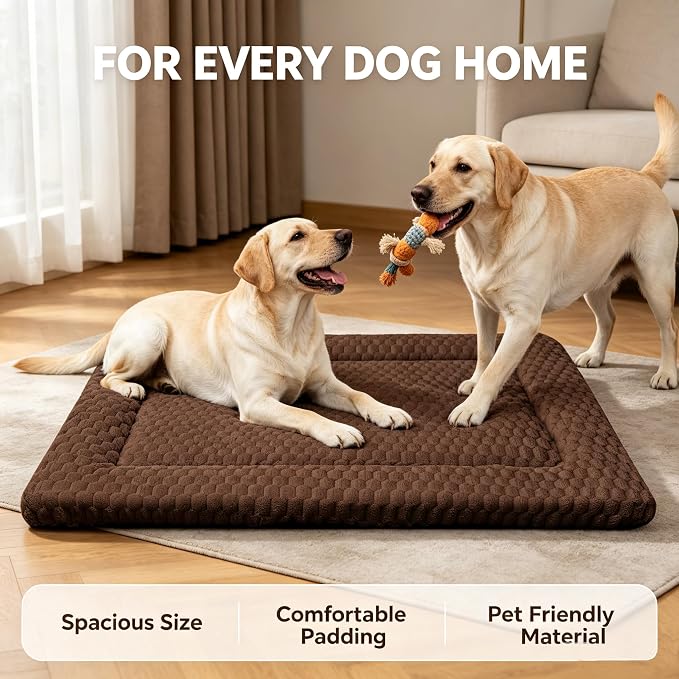Dog Bed Mat - Dog Crate Pad - Reversible Mat for Pet Comfort - Soft Bed Crate Pads for All Seasons - Durable, Machine Washable Mat for Crates, Travel, and Home (Dark Brown, 35" L*23" W*1.5" Th)