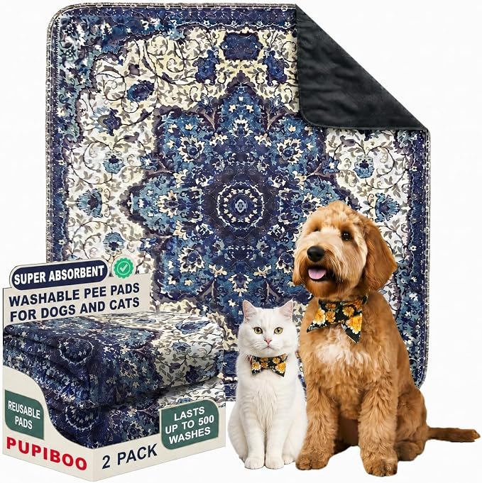 PUPIBOO Washable Pee Pads for Dogs and Cats - Super Absorbent Reusable Puppy Training Pads - 100% Waterproof, Leak-Proof & Non-Slip Whelping Pads for Pet Housebreaking