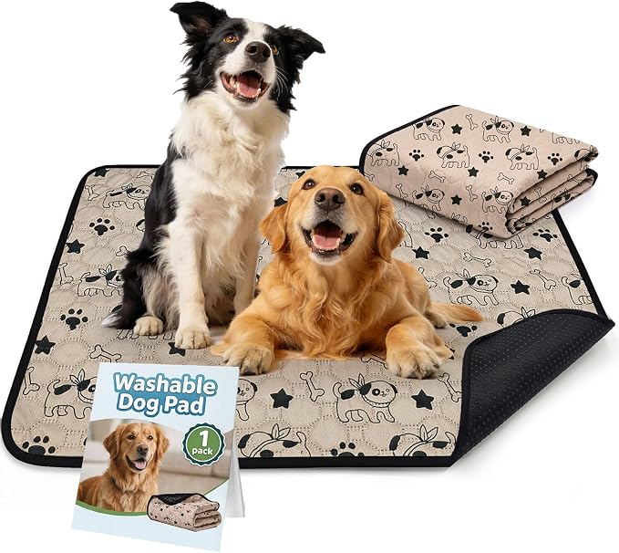 BAEJMJK Washable Dog Pee Pads, Reusable Dog Crate Mats Puppy Training Pads, 4-Layer Super Absorbent Waterproof Non-Slip Leak-Proof Ideal for Potty, Crate, Playpen & Travel(28"x40",Coffee 1-Pack)