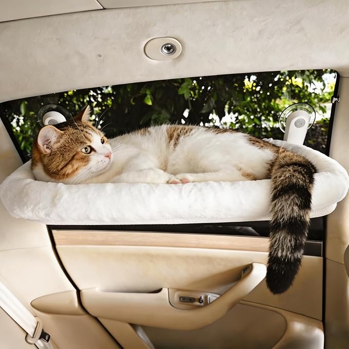 YGP Foldable Cat Hammock for Window- Heavy Duty Cat Window Seat | 40lbs High Load Capacity, 4 Strong Suction Cups & No Drilling. Cat window seat for cats inside.