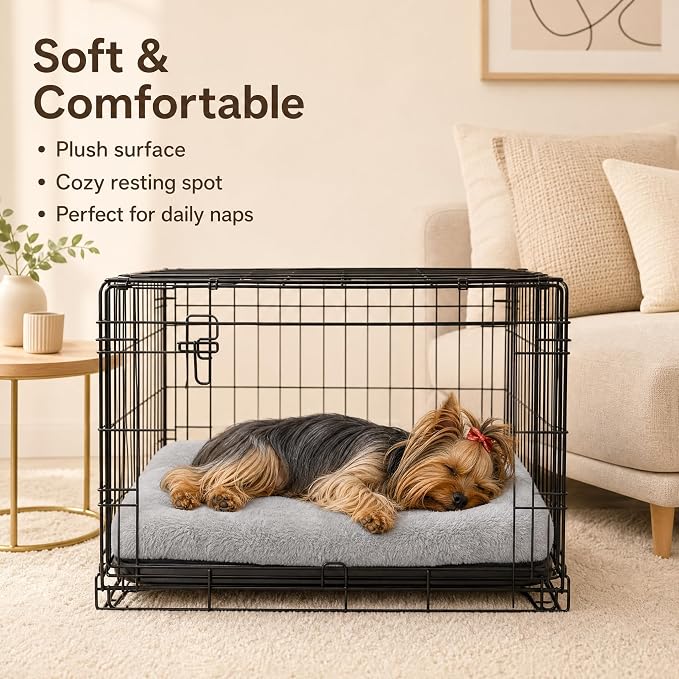 Dog Crate Bed 22x13,Washable Dog Crate Pad for Medium Dogs,Soft Kennel Bed Mattress with Non Slip Bottom,Light Grey