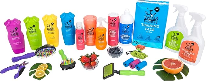 Wags & Wiggles Quick Fix Dog Dry Shampoo, Juicy Peach, 7 Oz | Waterless grooming formula, for quick touch-ups between baths, fresh scent, for daily dog grooming use