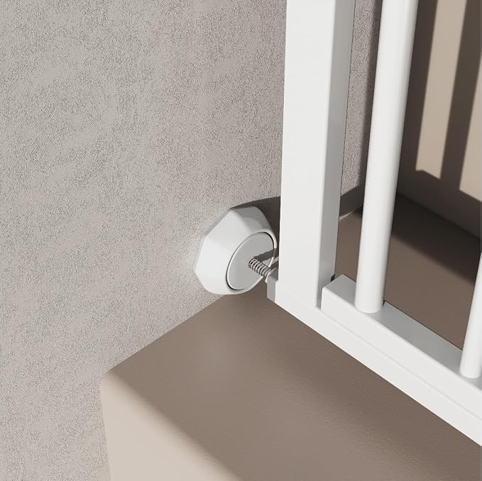 ICERO Baby Gate Wall Protector - Protect Walls & Doorways from Pet & Dog Gates - Pressure Mounted Gates Work on Stairs - Gates Wall Cups - 8 Pack - White
