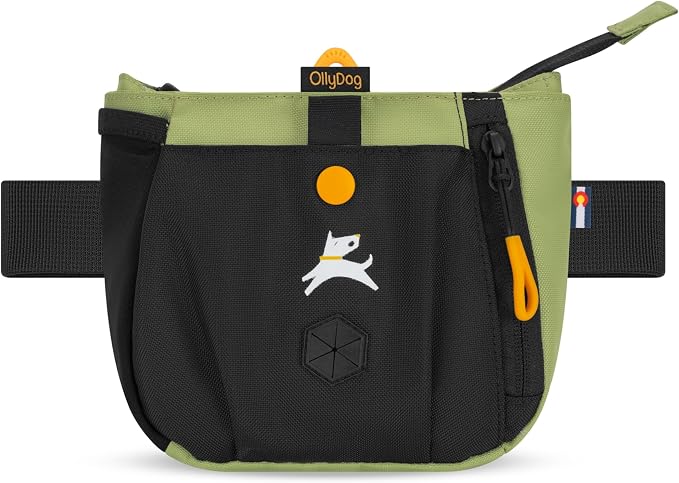 Backcountry Day Bag | Dog Training Treat Pouch | Eco-Friendly Recycled Fabric Fanny Pack with Zipper Closure, Built-in Poop Bag Dispenser & Adjustable Waist Belt (Palm)