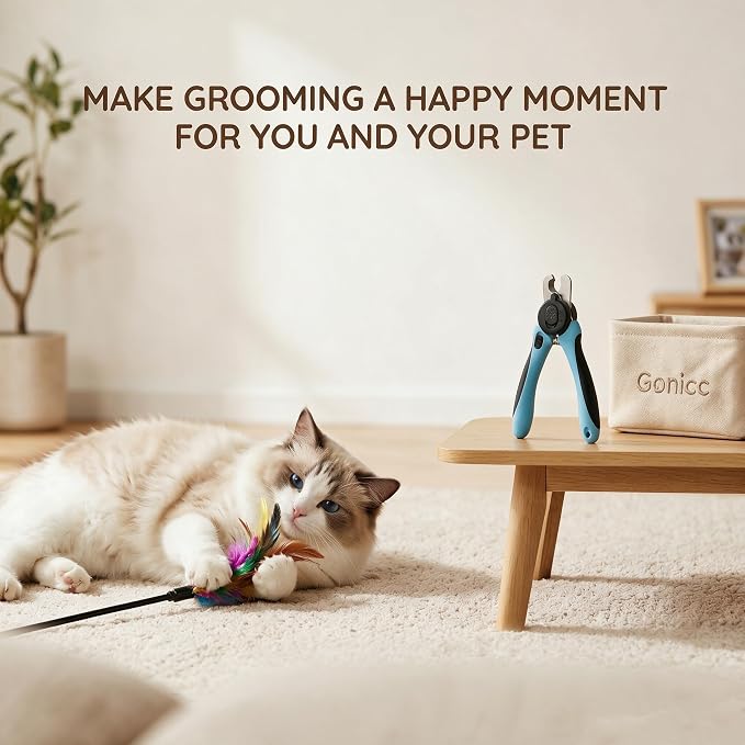 gonicc LED Pet Nail Clippers for Small Dogs and Cats | Light-Up Dog Nail Trimmer with Safety Lock & Built‑in File, Professional Stainless Steel Nail Clippers for Pets