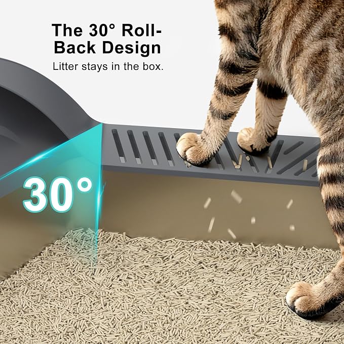 AIPERRO Stainless Steel Litter Box | XL Metal Cat Litter Boxs with Lid | High Sided Litter Box for Big Cats | Anti-Urine Leakage | Non-Stick, Easy to Clean & Odor‑Resistant with Cat Litter Scoop
