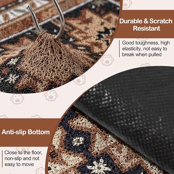 Glittme Cat Litter Mat, 24"x15" Non-Slip Washable Trapping Mat for Cats | Litter Trapping Mat With Thick PVC Coil To Catch Scatter, Soft On Paws And Waterproof Bottom To Protect Floors