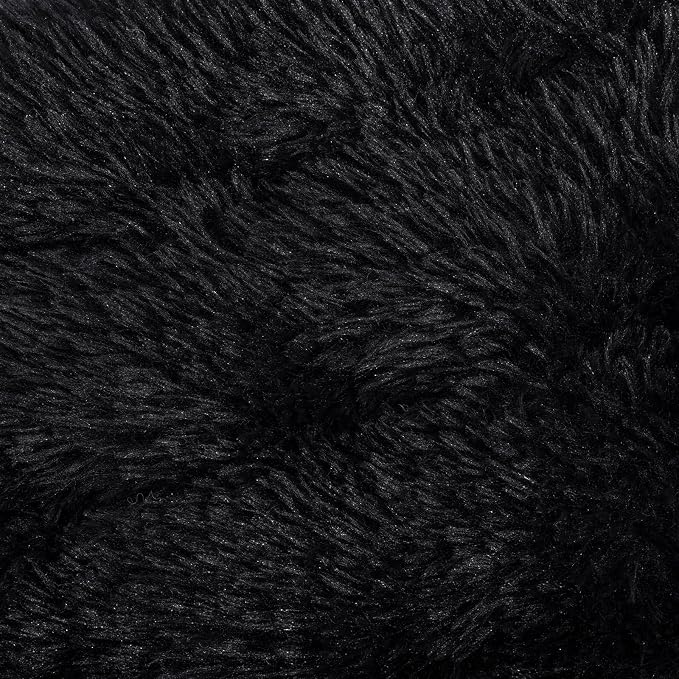Machine Washable Dog Bed, Deluxe Plush Dog Crate Pad and Cat Bed, Anti-Slip Bottom Kennel Pad Mat, Fuzzy Pet Beds for Large, Medium, Small Dogs Breed (Black, 36.0" L x 24.0" W x 3.0" Th x 1 Pack)