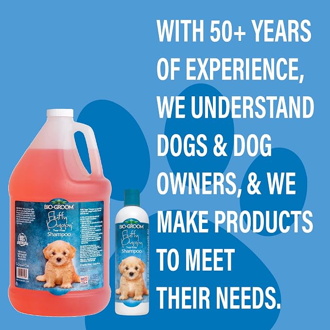 Bio-Groom Fluffy Puppy Tear-Free Shampoo - Dog Bathing Supplies, Puppy Shampoo, Cat & Dog Grooming Supplies for Sensitive Skin, Cruelty-Free, Made in USA, Tearless Dog Products - 1 Gallon