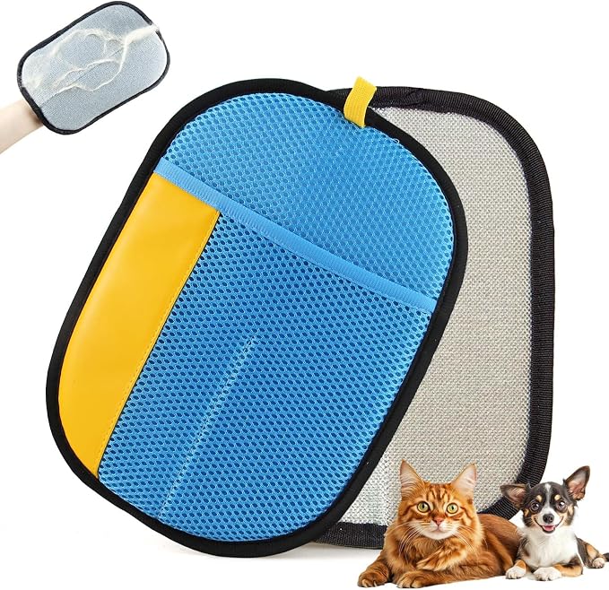 Thickened Pet Hair Removal Glove for Fabric Surfaces, RoyalBlue | Easy-On 2-Finger Design; Secure Stay-Put Fit; Easy Hair Pickup; Reusable Design; Sofas, Beds, Carpets, Pet Beds and Car Seats