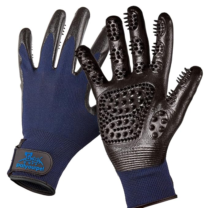 Pat Your Pet Grooming Gloves - Cat & Dog Hair Remover Glove for Deshedding Long and Short Fur