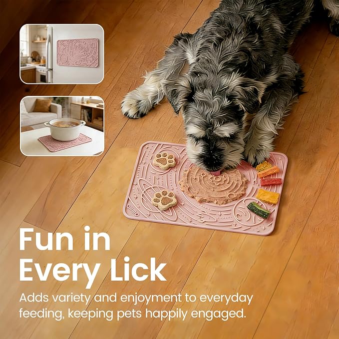 OHMO Lick Mat for Dogs Cats, (Sage Green + Coral, 2pcs, 9.8"×5.9") Galaxy Design Slow Feeder with Suction Cups, Keep Them Busy & Anxiety Relief, Easy Clean Enrichment Accessories