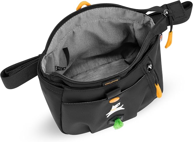 Backcountry Day Bag | Hands-Free Dog Training Treat Pouch | Fanny/Hip Pack with Zipper Closure & Built-in Poop Bag Dispenser | Removable Waist Clip (Raven S'25)