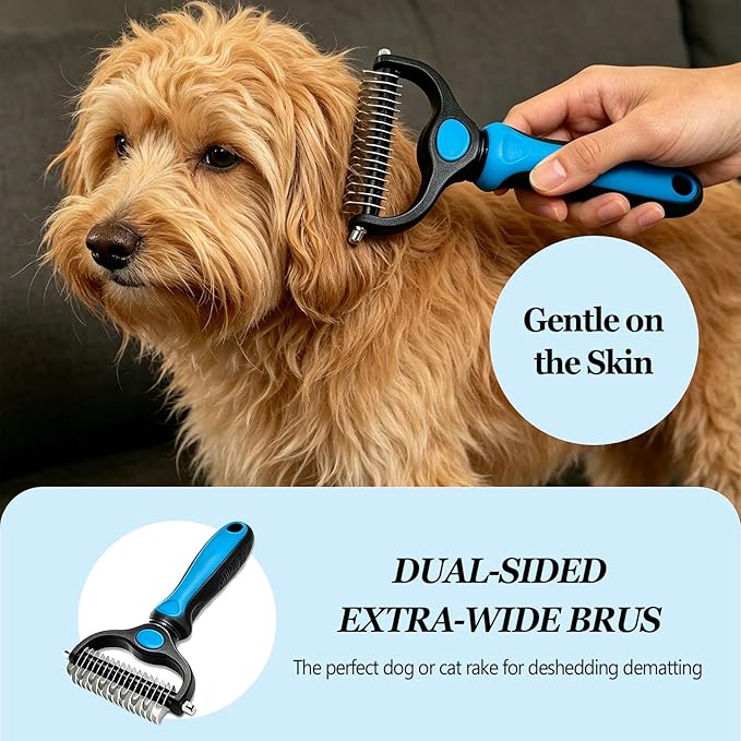Dog Brush for Shedding Undercoat Rake Pet Pro Grooming Tool for Cat | Deshedding Dog Brush for Tangles Knots Long Fur Dog Comb Pet Detangling Comb for Dogs and Cats