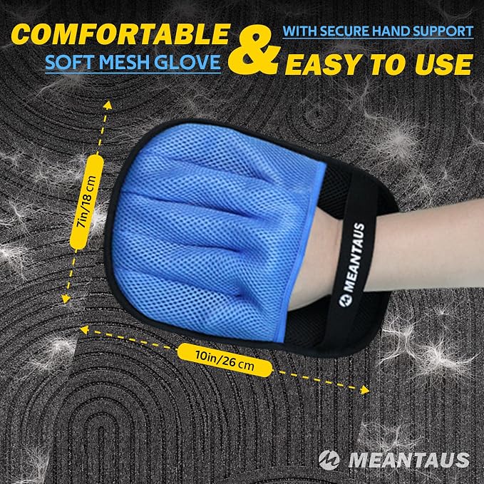 Reusable Electrostatic Pet Hair Removal Glove for Dogs & Cats, Works on Furniture, Clothing, Bedding & Car Seats (Standard)