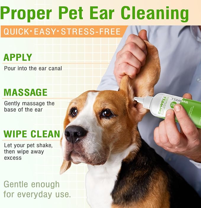 VetWELL Ear Cleaner for Dogs and Cats - Cucumber Melon - 8 oz | Otic Ear Solution for Pets to Help Manage Odor and Reduce Wax Build Up