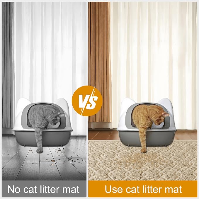 Cat Litter Box Mat, 35" x 24" Large Kitty Litter Trapping Mat Keep Floor Clean, Litter Box Mat Scatter Control, Waterproof, Easy to Clean, Durable Large Size Litter Mats for Floor