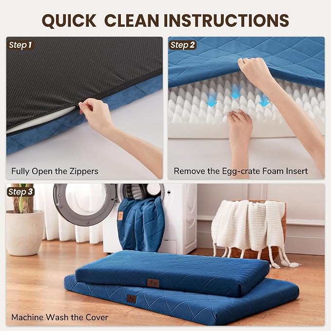 Orthopedic XL Dog Bed Mat for Extra Large Dogs, Waterproof Dog Crate Bed with Removable Cover, Washable Pet Bed for Crate, 41"x28", NOT for Chewers