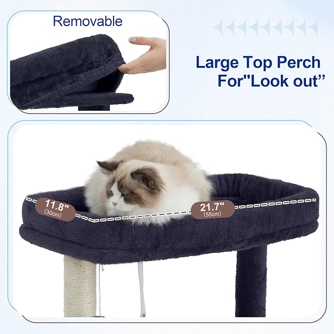 Cat Tree, Cat Tower with Sturdy Steel Tube, Large Perch GCT024G | 70.5'' Cat Furniture with Scratching Post, Hammock, Basket and Big Platform for Indoor Cats Large Adult, Drak Gray