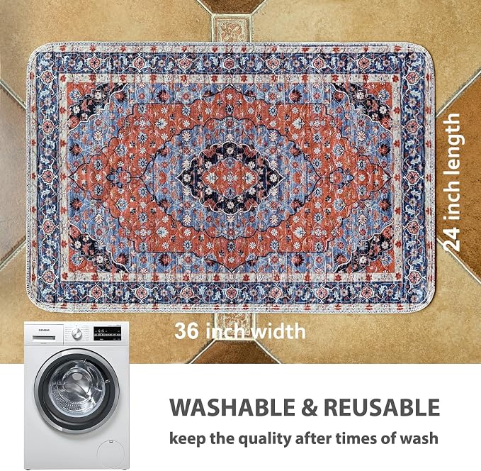 nunubaby Washable Pee Pads for Dogs, Stylish, Non-Slip and Leak-Proof Pee Pads. Reusable Potty Pads for Dogs for Crates and Floors.(Red/Floral,24" x36" )