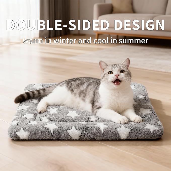 Dog Bed Mat, Reversible Crate Pad & Cute Dog Bed - Machine Washable Kennel Mat with Ultra Soft for Small Dogs & Cats