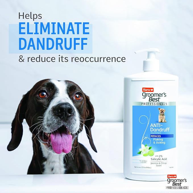 Hartz Groomer's Best Professionals Anti-Dandruff Dog Shampoo for Itchy Skin with Jasmine & Citrus Scent, 18 oz