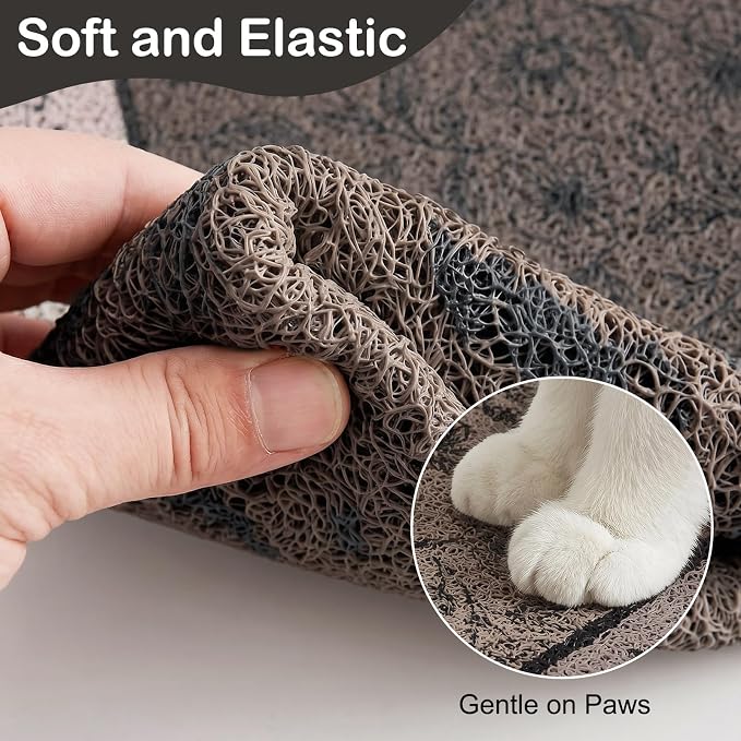 Glittme Cat Litter Mat, 24"x15" Non-Slip Washable Trapping Mat for Cats | Litter Trapping Mat With Thick PVC Coil To Catch Scatter, Soft On Paws And Waterproof Bottom To Protect Floors
