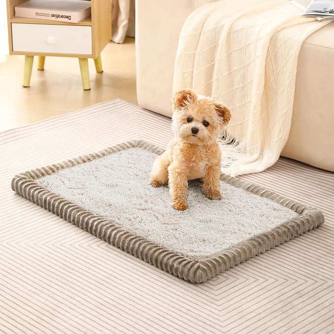 MINIDEAR Dog Crate Pad, Crate Bed Non-Skid Kennel Pad, Rubber Backing Memory Foam for Dog Bed Mat, Machine Washable Dog Bed for Crate, 17"x24"