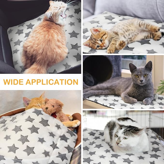 4 Pcs Dog Crate Pads Soft Warm,18 x 24 x 1.6 Inch,Star,White | Ultra Soft Warm Washable Anti-slip Kennel Bed Mat for Pets,Reversible Replaceable,for Small Medium Large Dogs and Cats