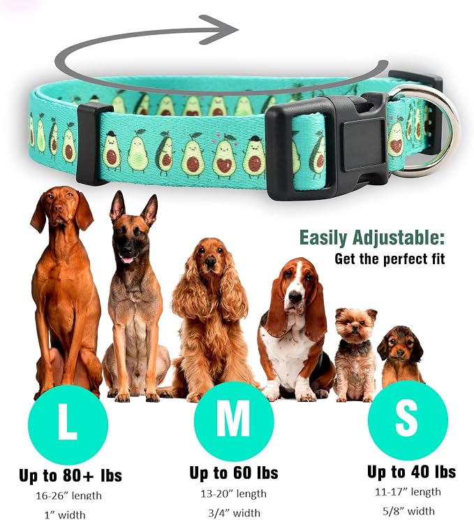 Native Pup Flower Dog Collar, Adjustable Small Medium Large, Cute Girl Female Summer Spring Pretty Designer Puppy Essentials Accessories, Pink Floral Blue Daisy Rose (Large, Avocado)