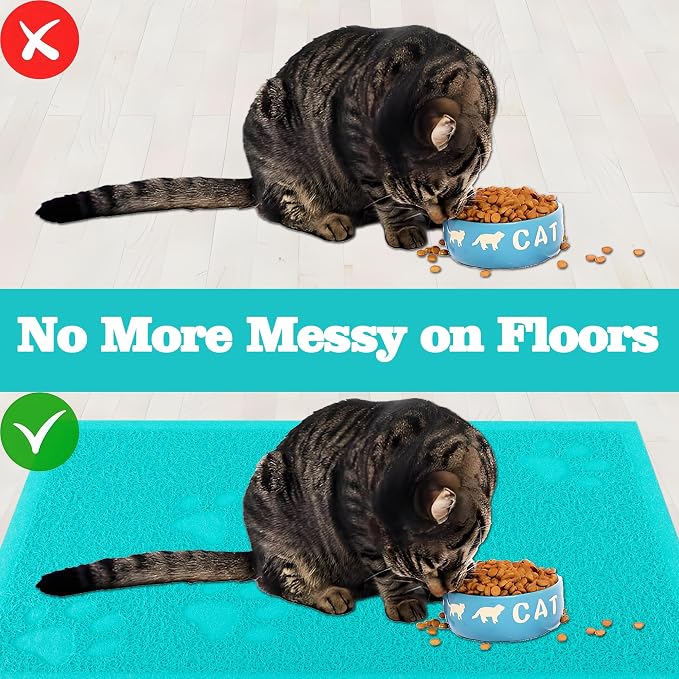 Darkyazi Cat Litter Box Mat for Floor Litter Trapping Mat Non-Slip Backing, Scatter Control, Easy Clean, Water Resistant, Soft on Paws (15.75" x 11.75",Lake Blue)