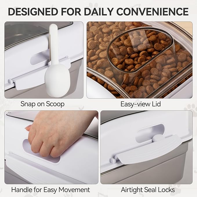 ALL FOR PAWS 304 Stainless Steel Dog Food Container, Cat Food Storage Container with Scoop, Airtight Metal Pet Food Storage Bin to Keep Food Fresh, Mouse Proof Small Storage Bin Fits Up To 11 Lbs