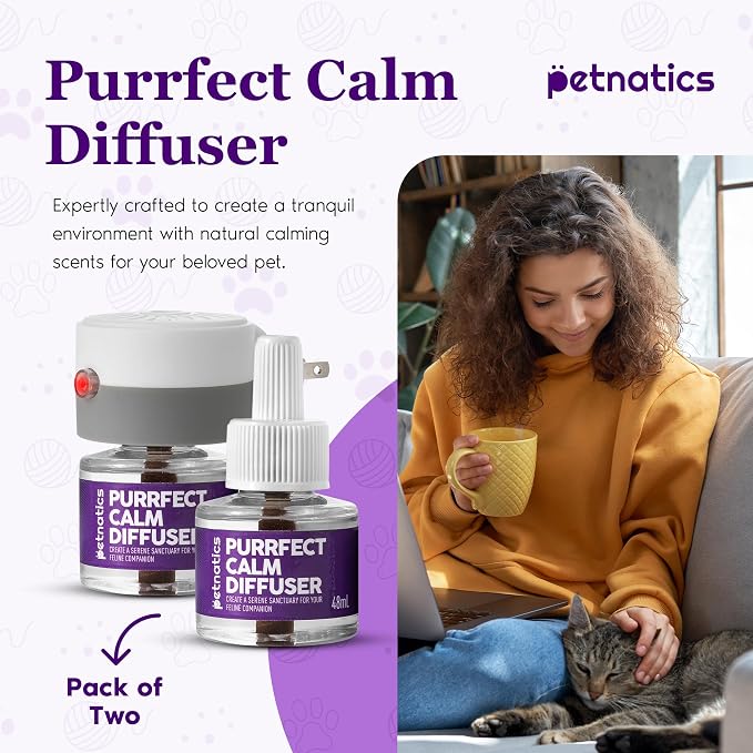 Purrfect Cat Calming Diffuser | Stress Relief for Pets | Multi Cat Calming Pheromone Diffuser | Soothing Pheromone Technology | Long-Lasting Effect for up to 30 Days