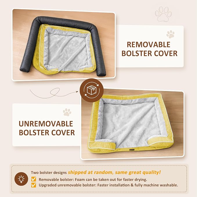 Comfort Expression Orthopedic Dog Bed for Extra Large Dogs with Bolster | Waterproof Dog Couch Bed with Washable Cover & Non-Slip Bottom, Supportive Egg Crate Foam XL Pet Bed, 45x35 Inch
