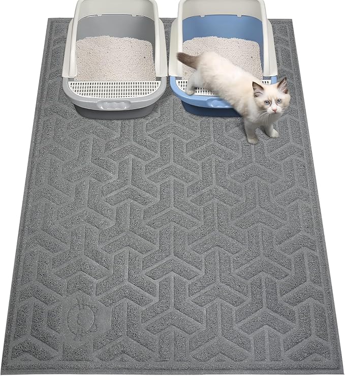 UPSKY Waterproof Cat Litter Mat Large 35" x 47" Soft on Kitty Paws, Gray | Litter Box Mat, Cat Litter Mat Litter Trapping Mat, Waterproof Scatter Control, For Indoor Cats, Easy to Clean