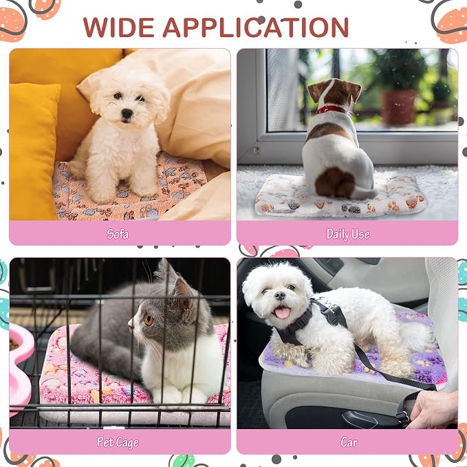 4 Pack Soft Pet Bed Mat Small Dog Crate Fleece | Tuanse Soft Pet Beds Mat Small Dog Crate Fleece,13 X 19 Inches,Vivid Color