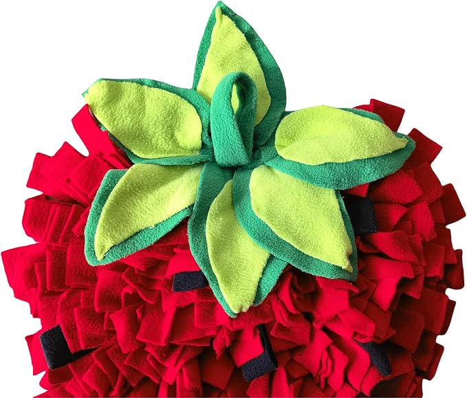Dog Snuffle Mat Fleece Foraging Fruit Design Mats Small Animals Interactive Feeding Toy Anti Slip Slow Feeder Pet Treat Dispenser for Dogs Rabbits Guinea Pigs (Strawberry)