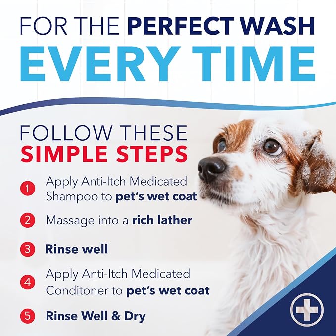 TropiClean OxyMed Medicated Cat & Dog Shampoo & Conditioner, Set of 2 | Skin-Soothing Oatmeal Formula | For Itchy Skin | Shampoo & Conditioner Set | For Dogs & Cats