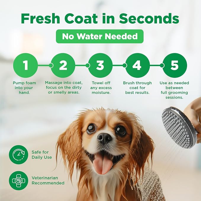 Pawefect, FreshSpritz Waterless Foaming Pet Shampoo for Dogs, Cats & Pets | A Canadian Company, No-Rinse Wash for other small Pets, Odor & Dander Control, Plant-Based Scent, Fast Drying, 8.5 fl oz