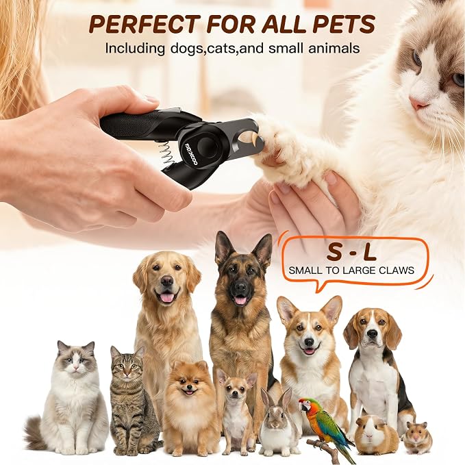 Dog Nail Clippers with Lights, Safe & Stress-Free for Sensitive Pets | Dual LED Lights, Safety Side Lock, Nail File, Anti-Slip Handles,Painless Pet Nail Trimmer for Large & Medium Dogs & Cats Claw